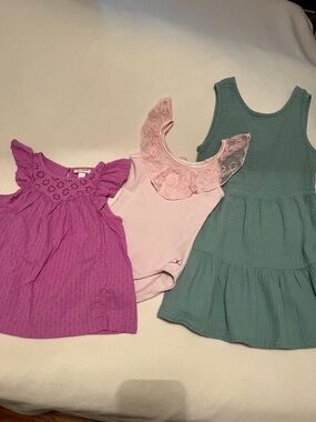 Bundle Cat & Jack/Capezio. XS Pink Leotard, 4/5T Eyelet Top and 5T Green dress.